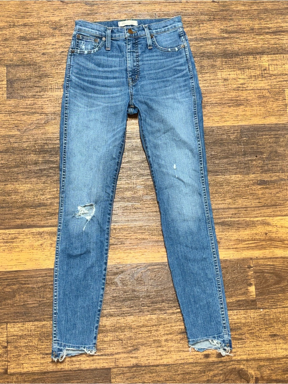 Madewell Light Blue Distressed High-Rise Skinny Jeans